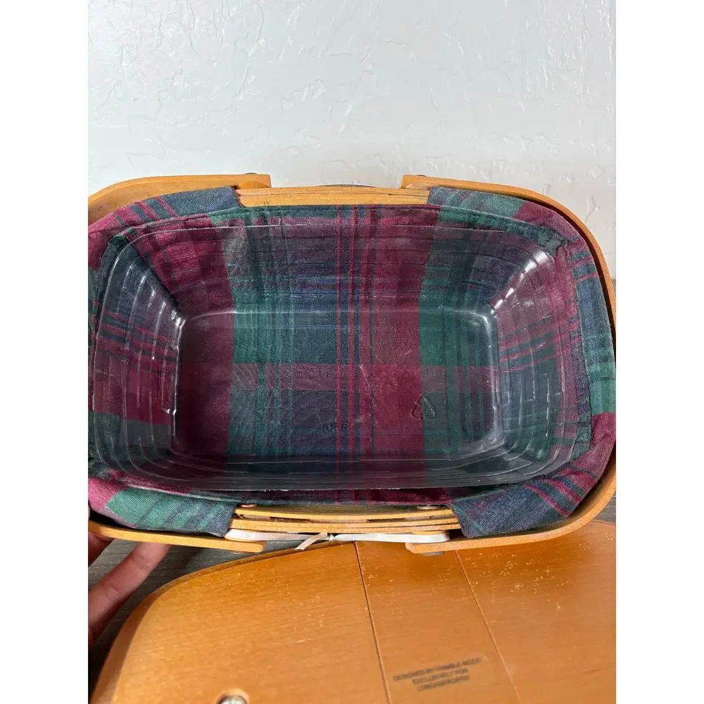 Vintage 1999 Longaberger Crawford Barn‎ Collection Basket Signed Lid Plaid Liner
